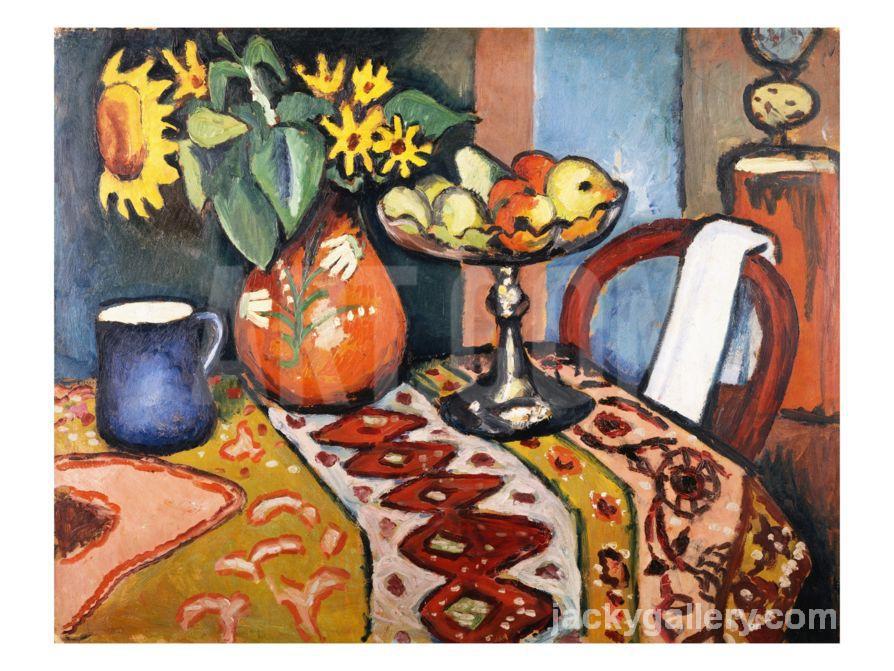 Still Life with Sunflowers II, August Macke painting